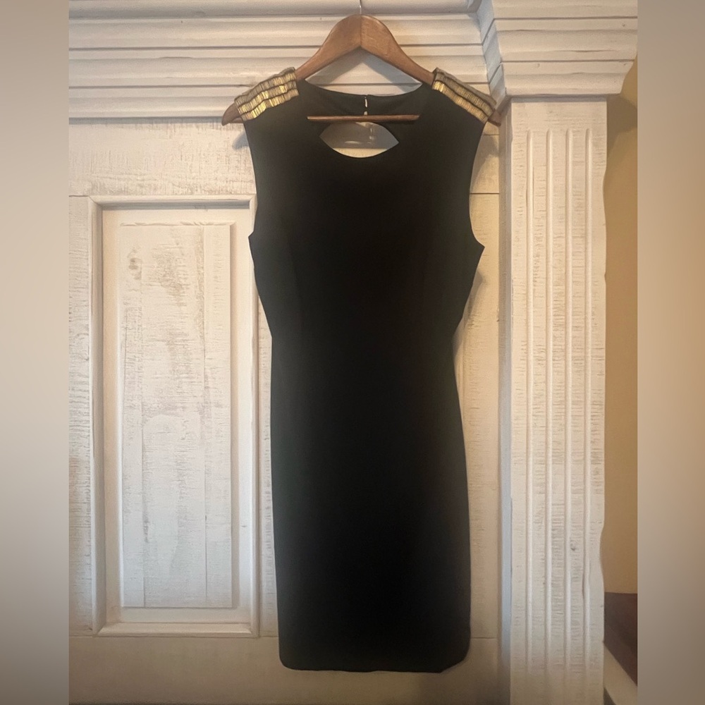 BeBe Black Dress with Gold Accents